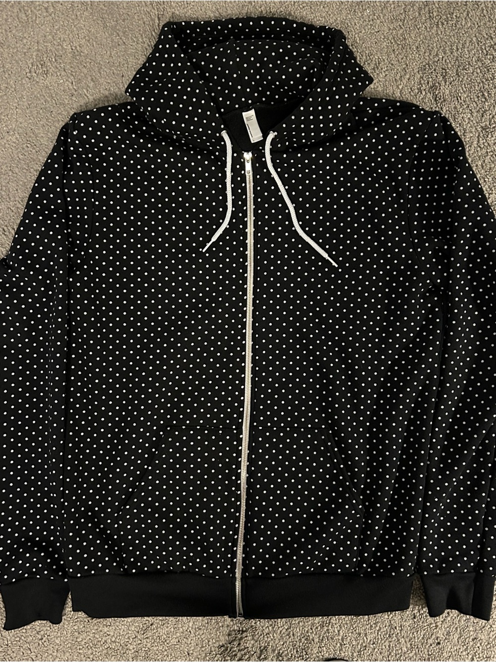 American Apparel Black Polka Dot Zip-Up Hoodie Dead Stock New Without Tags!!